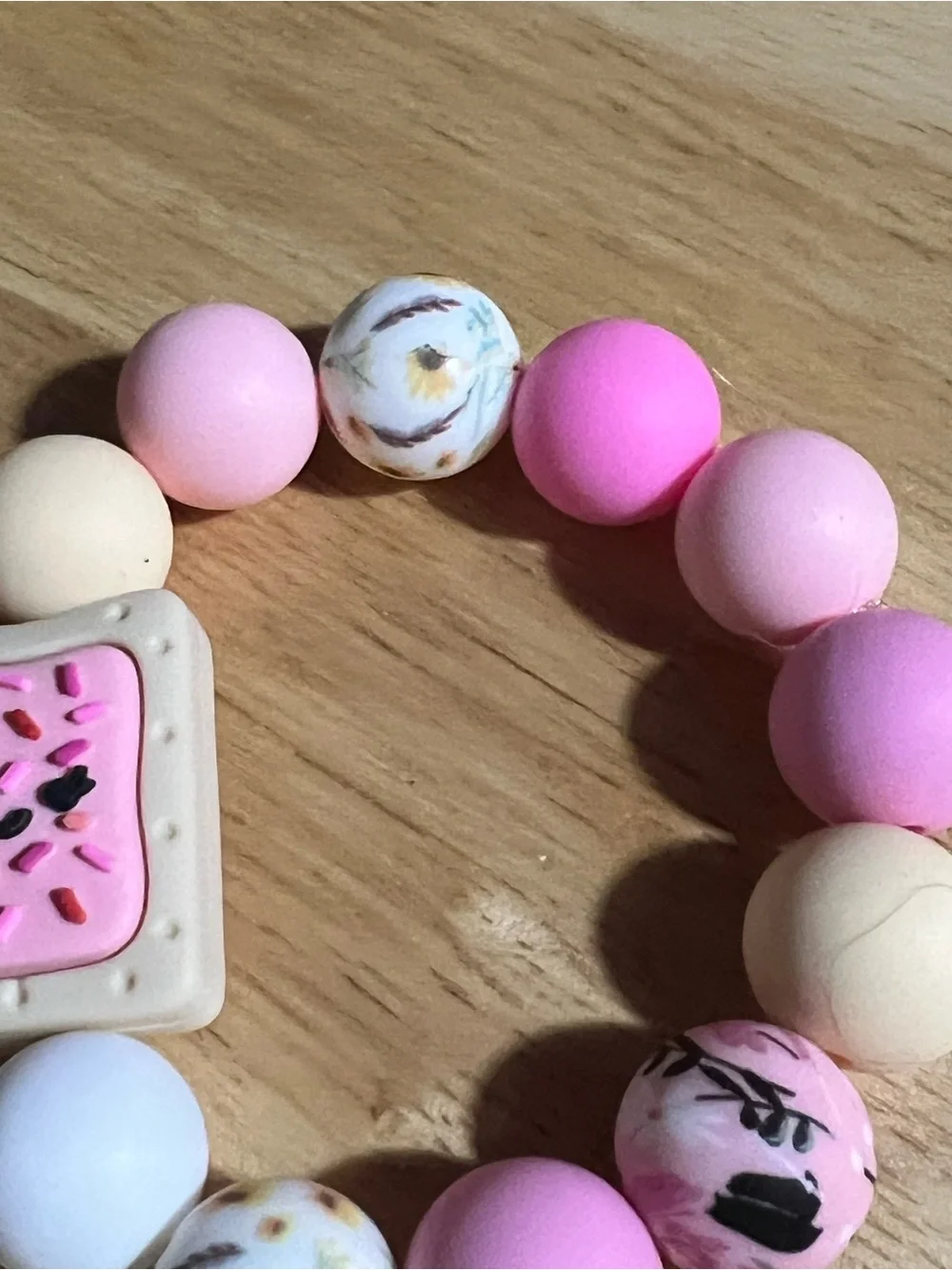 Kids Pink Sprinkle Pop Bracelet - Cute Silicone Bead Accessory B225